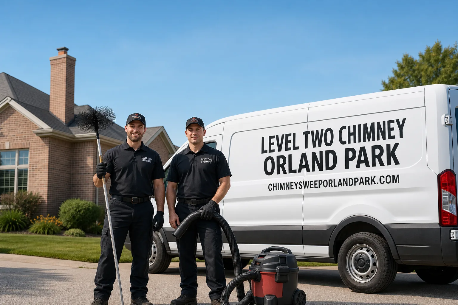 Level Two Chimney Orland Park chimney cleaning service vehicle and crew in Orland Park, IL